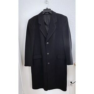 Black Italian Cashmere/Wool Top Coat Overcoat Mens 42R Quiet Luxury Old Money